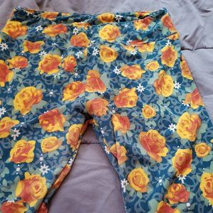 LuLaRoe Rose Print Leggings Tall and Curvy